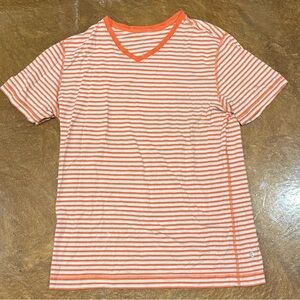 lululemon athletica Orange Striped Short Sleeve Tee